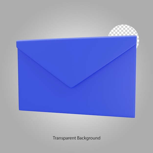 3D render blue mail letter symbol