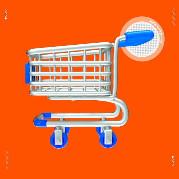 3d render blue market cart