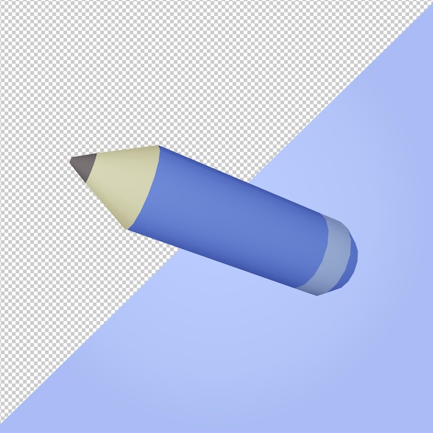 3d render blue pencil education icon