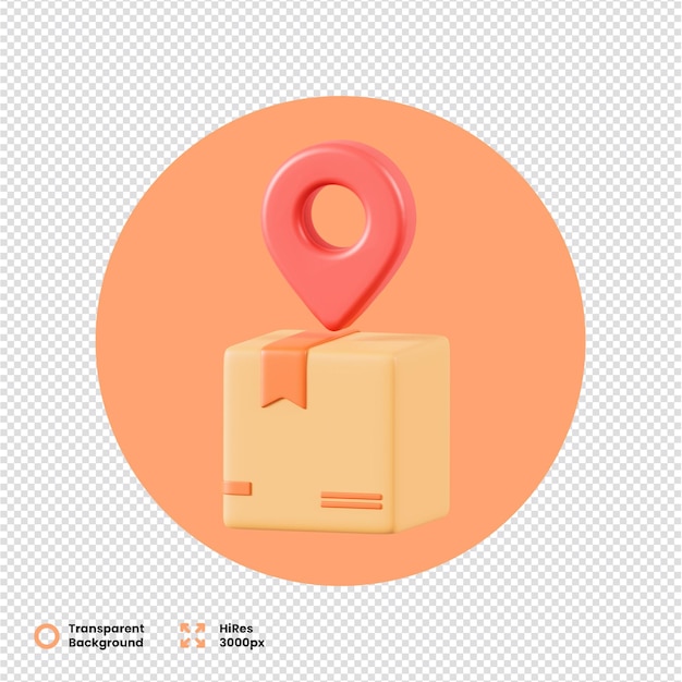 3D Render of a Box with a Location Pin on Top