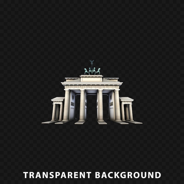 3D Render Brandenburg Gate isolated on transparent background