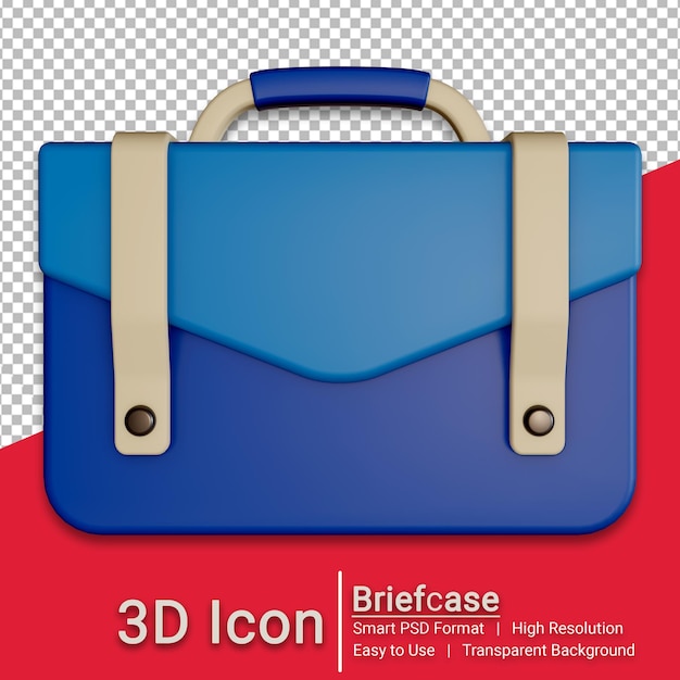 3d Render Briefcase Office Bag with Transparent Background