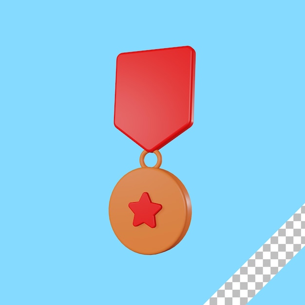 3D Render Bronze Medal Award Icon With Transparent Background