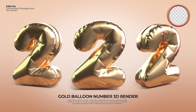 3D Render Bundle of balloon number 2 gold Style for anniversary