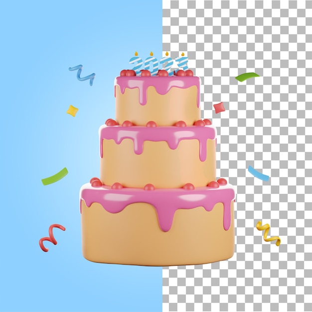 3d render of cake with 2023 candle icon