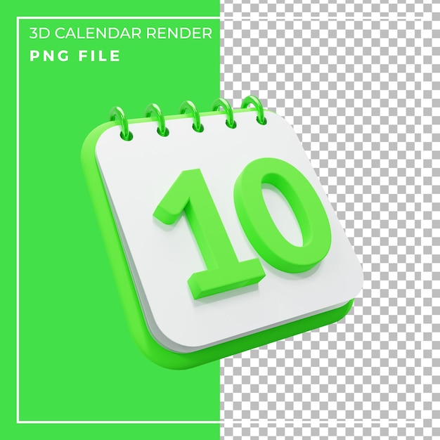 3d render calendar 10 day