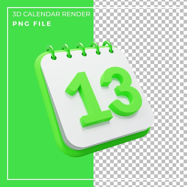 3d render calendar 13 day