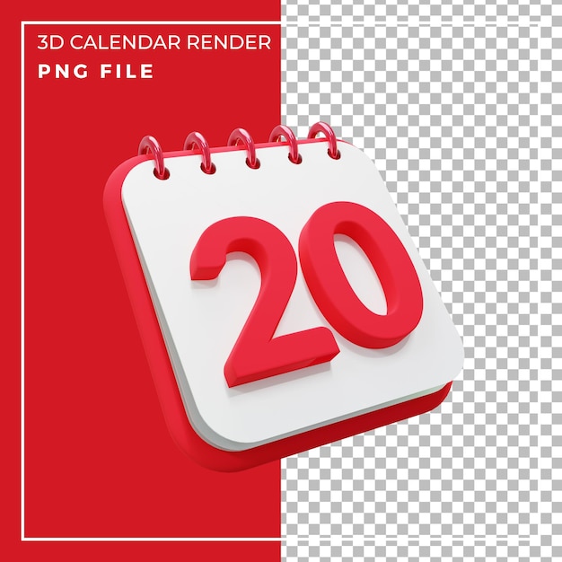 3d render calendar 20day