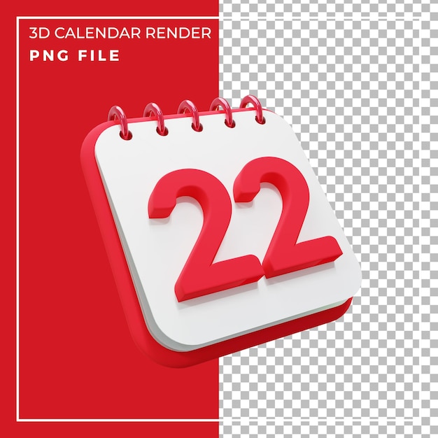 3d render calendar 22day