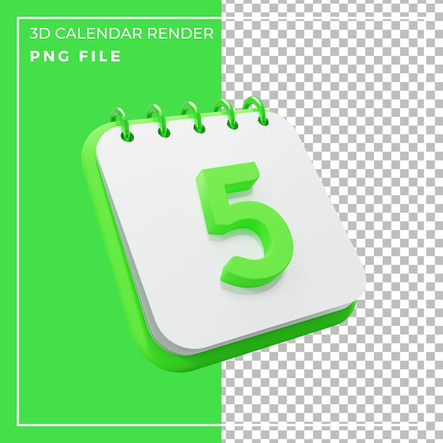 3d render calendar 5 day