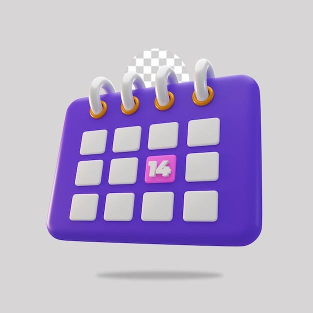 3d render calendar icon isolated