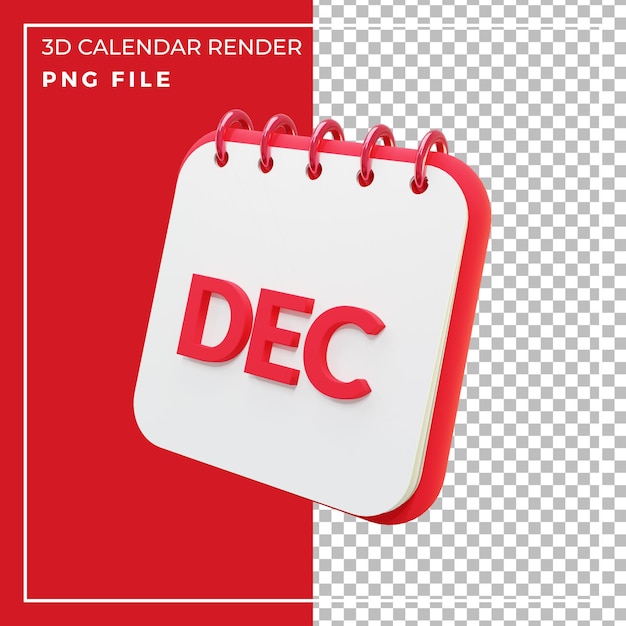 3d render calendar month december