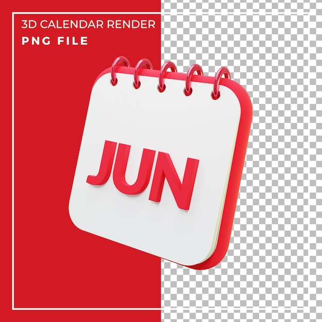 3d render calendar month june