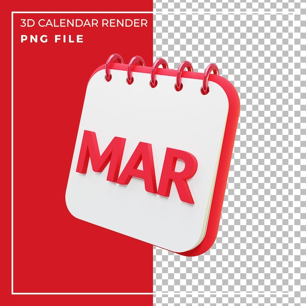 3d render calendar month march