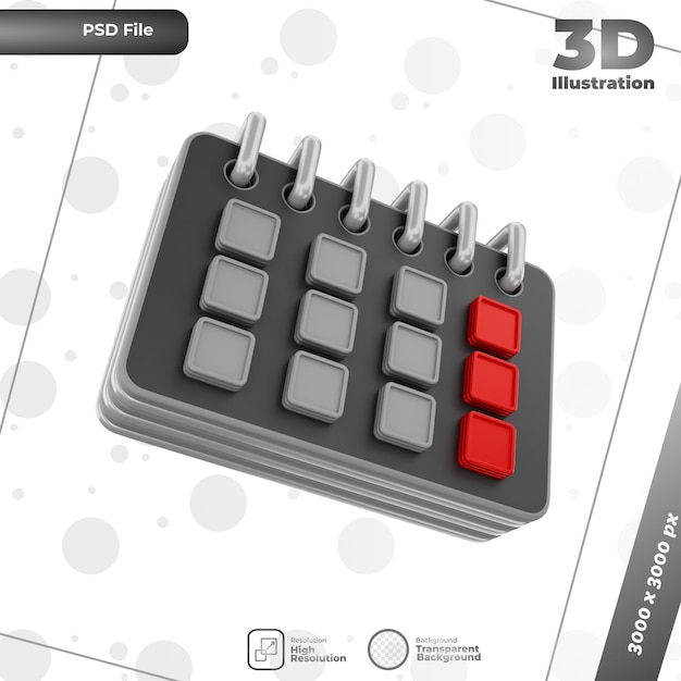 3d render calender illustration