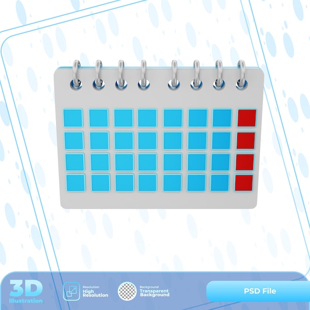 PSD 3d render calender illustration