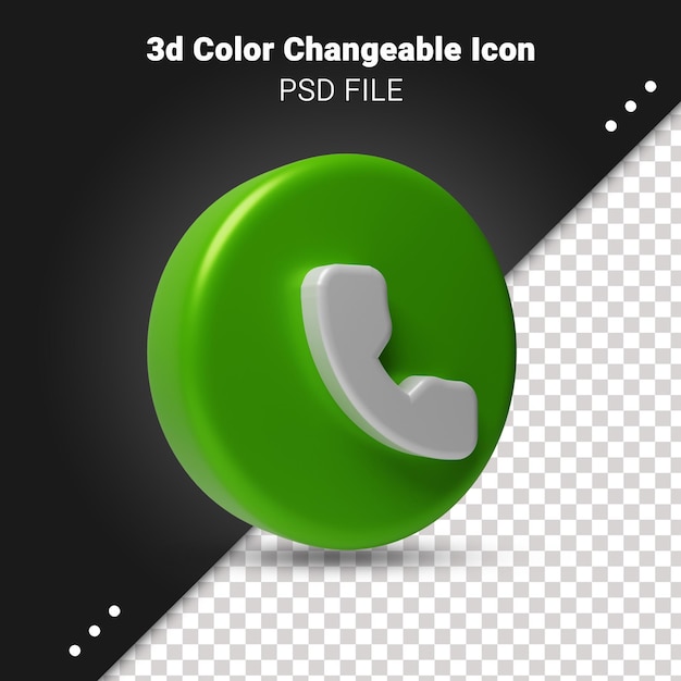 3d Render of call icon color changeable and fully editable