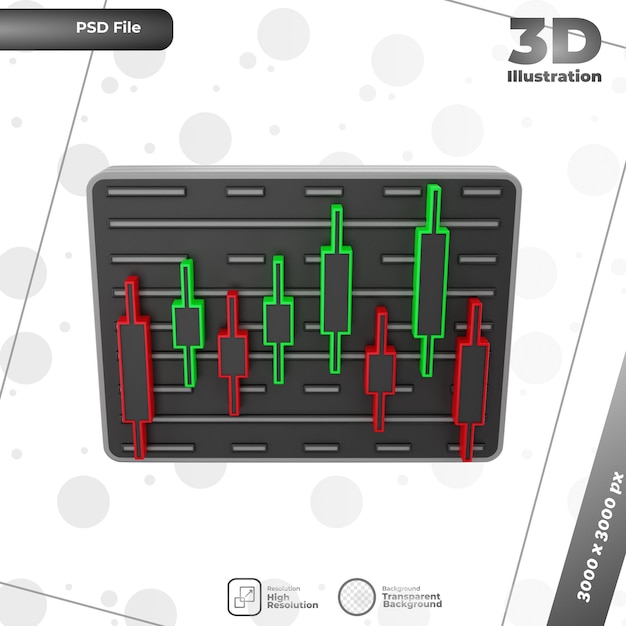 3d render candle chart illustration