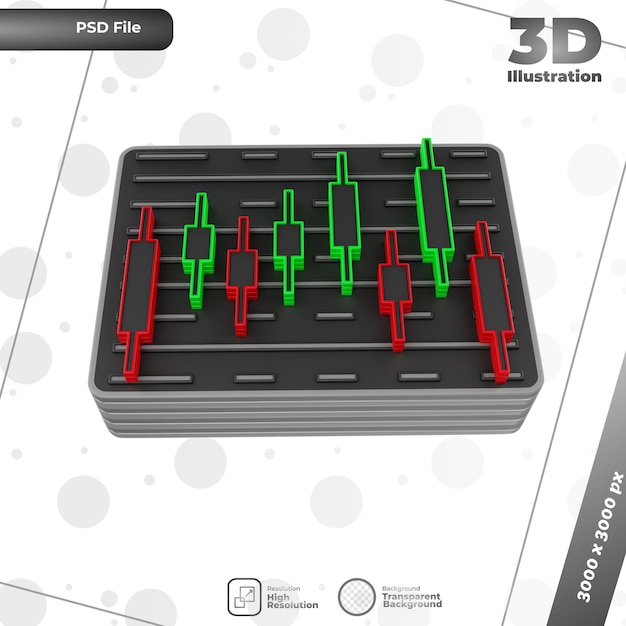 3d render candle chart illustration