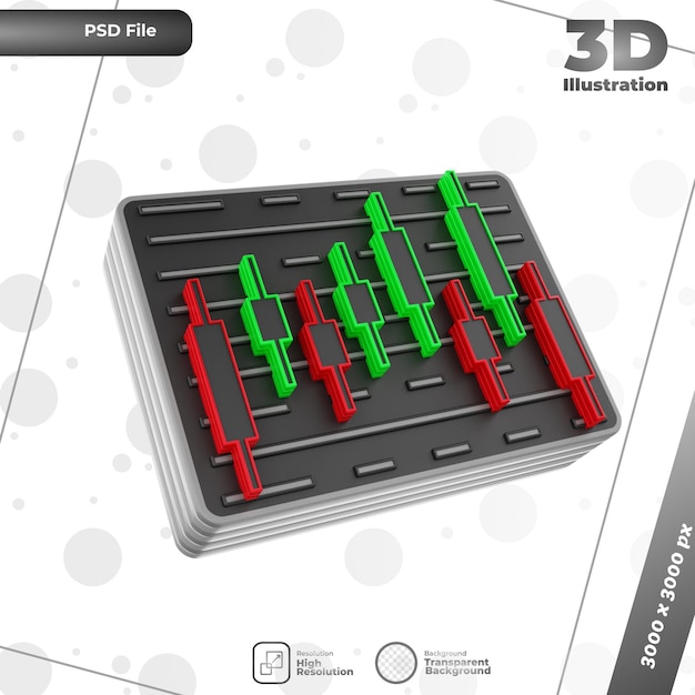 3d render candle chart illustration