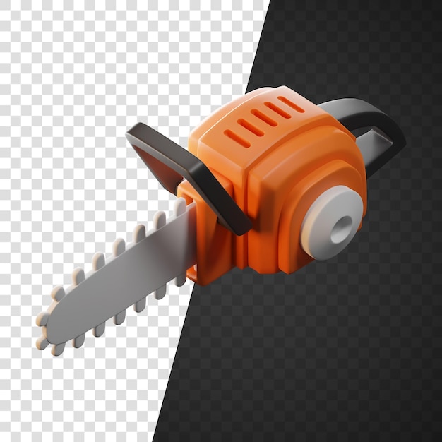 3d render chainsaw tool stylized illustration