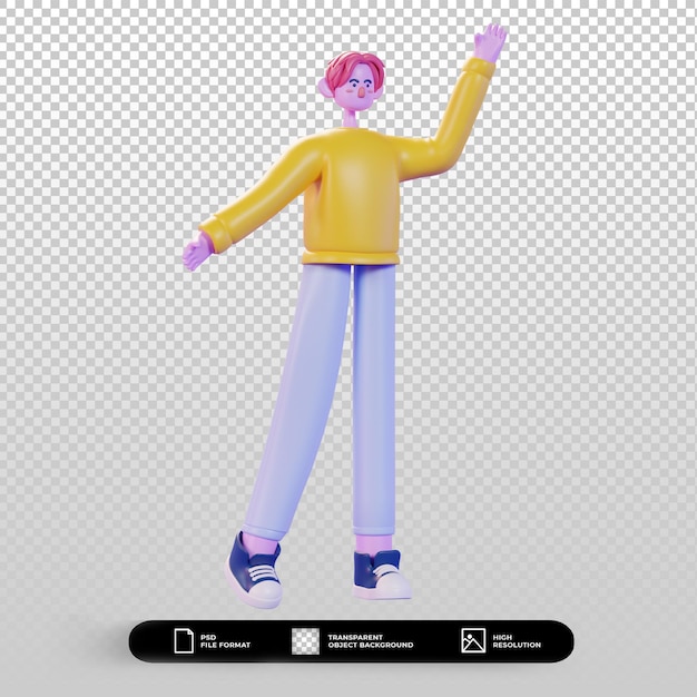 3d render character illustration greeting pose