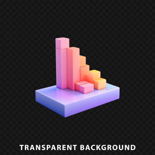 3D Render Chart Bar isolated on transparent background