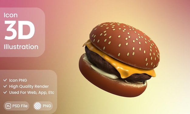 3D Render of Cheese Burger