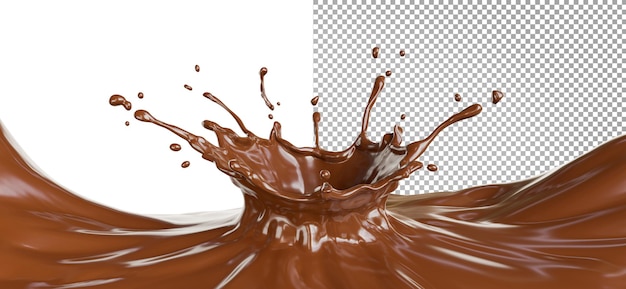 3d render of chocolate splashed isolated  on transparent background.clipping path