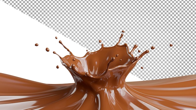 3d render of chocolate splashed isolated  on transparent background.clipping path