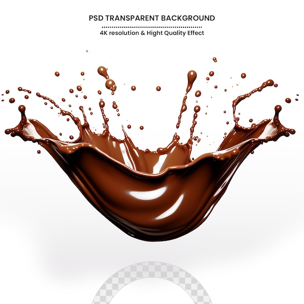 3d render of chocolate splashed with chocolate bar on transparent background