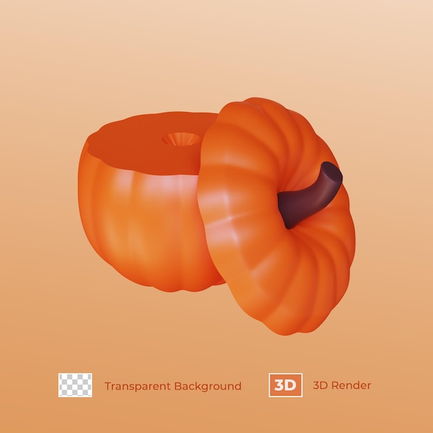 3D Render Chopped Pumpkin For Thanksgiving