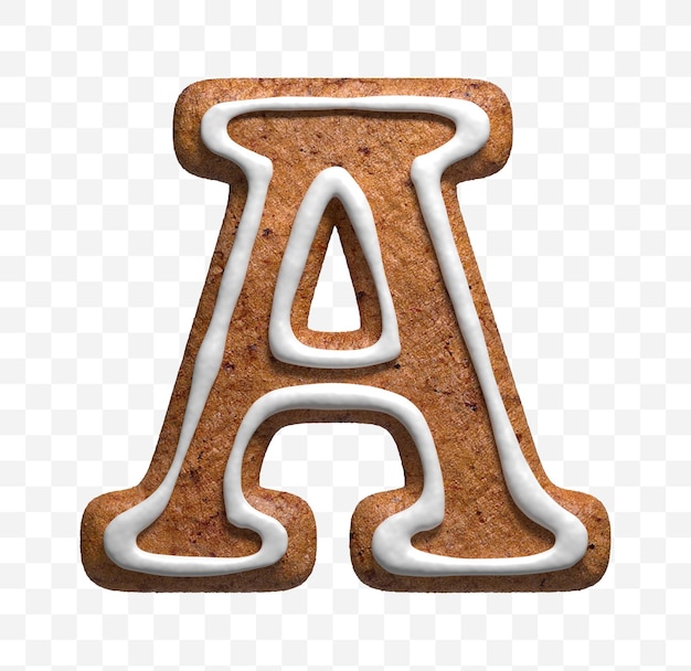 3d render of Christmas gingerbread cookie letter a isolated