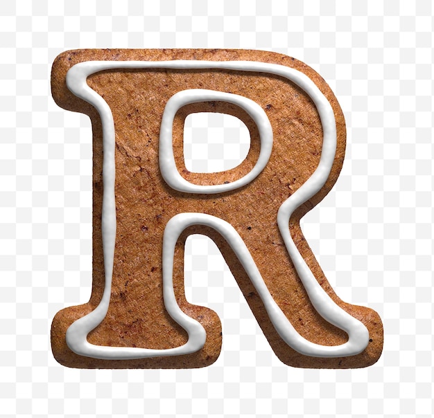 3d render of Christmas gingerbread cookie letter r isolated