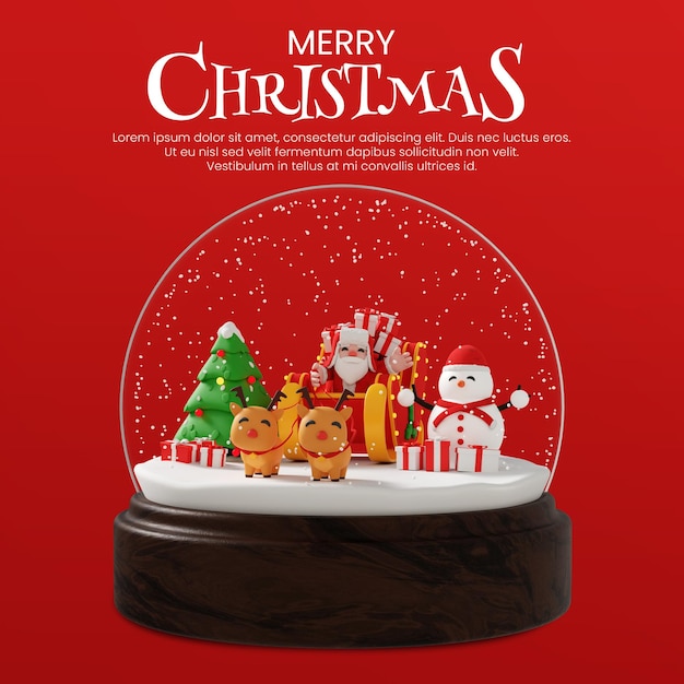 3D Render Christmas Snow Globe