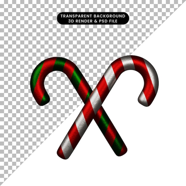 3d render christmas toy ornaments icon candy cane