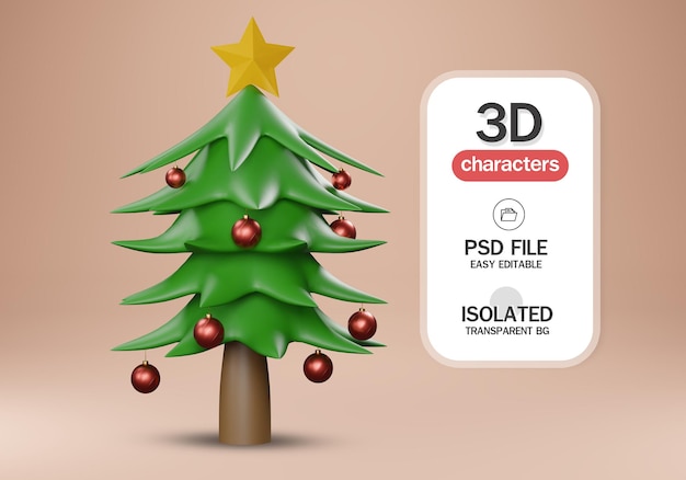 3d render. Christmas trees. Happy New Year and Merry Christmas card.