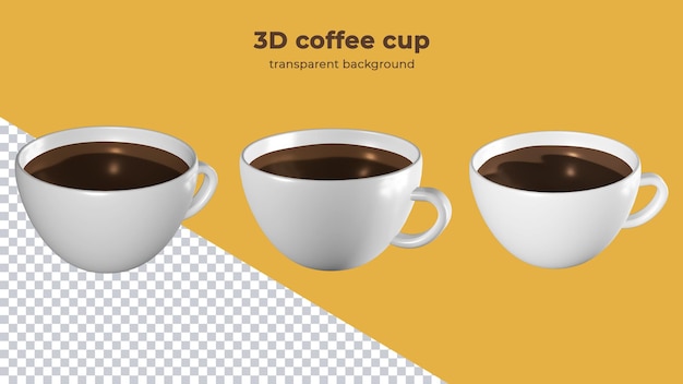 3D render coffee cup set isolated background