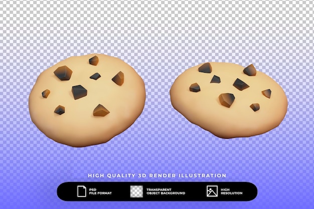 3d render cookie set illustration isolated