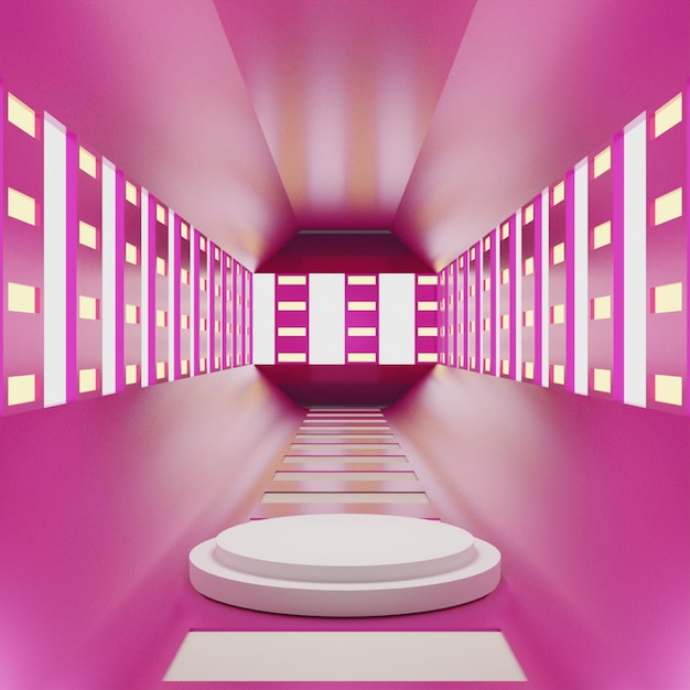 PSD 3d render corridor white podium