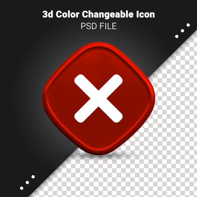 3d Render of crossed icon color changeable and fully editable