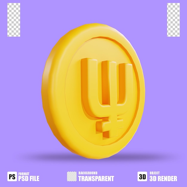 3D render cryptocurrency icon primecoin with trasparent background