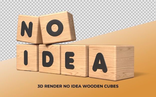 3d render cube wood letter no idea