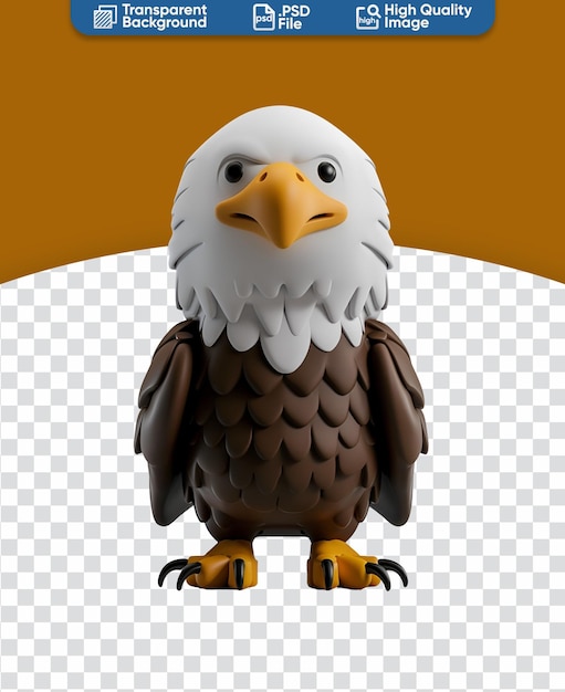 3D Render of a Cute Bald Eagle A Chibi Cartoon Animal Illustration