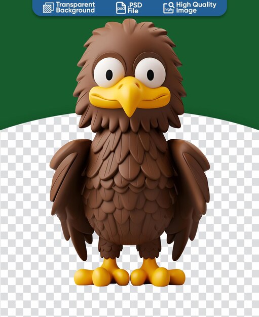 3D Render of a Cute Brown Eagle A Chibi Animal Cartoon Character