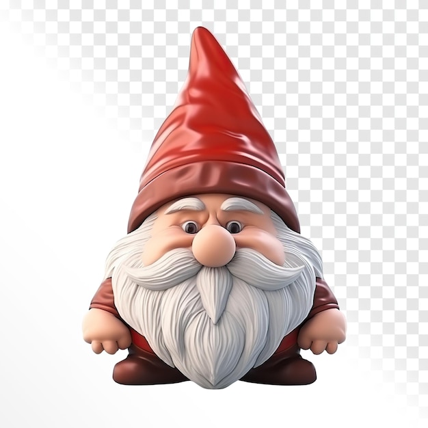 PSD 3d render cute gnome hat head isolated on transparent background