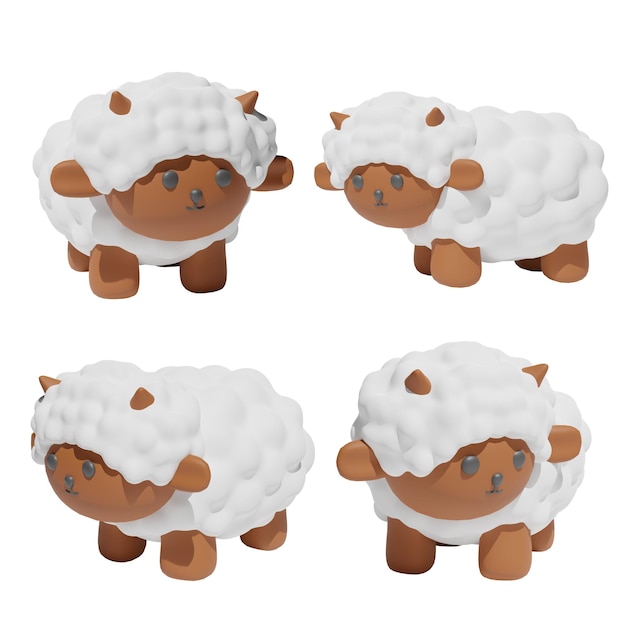 PSD 3d render cute sheep png animal