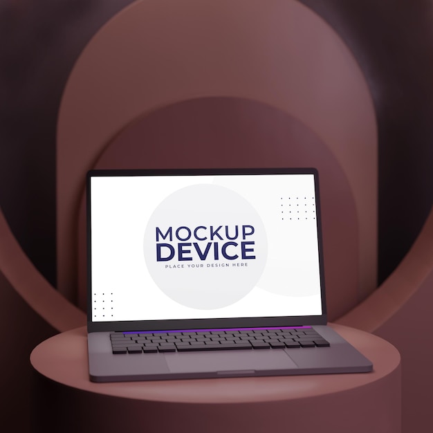 3d render device with brown theme mockup template