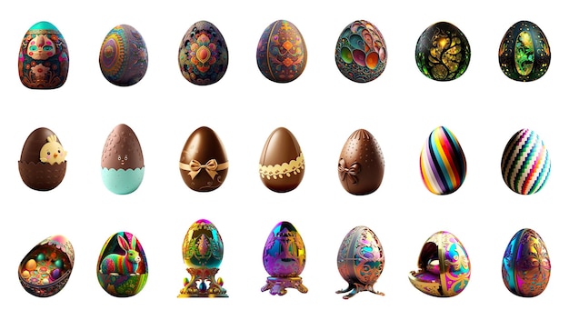 3D Render of Different Showcase Eggs For Easter Concept