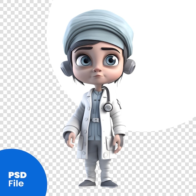 3D Render of a Doctor with a stethoscope around his neck PSD template